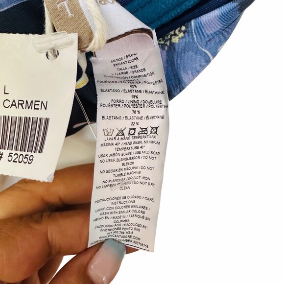 ⭐Encantadore Floral Bikini 2 PC Set Womens Sz L Navy Blue Full Coverage Carmen⭐ - Picture 11 of 11